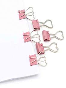 5个粉色心形回形针，不规则形状，文件夹夹，收纳夹，收据夹，账单夹，用于整理纸张、便签、照片和文件，办公、家庭、学校和手工用品，生日、派对、教师礼物 - 多色 - 查看 5