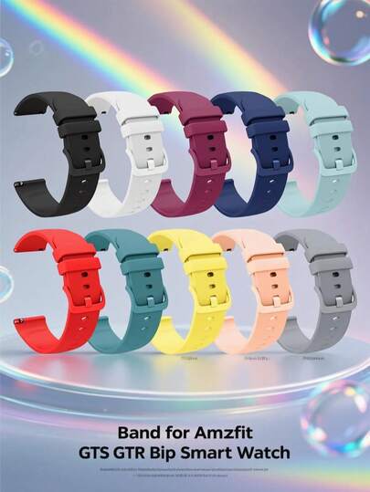 Band For GTS 4 / GTS 4 Mini / GTS 3 / GTS 2 / GTS 2e / GTS 2 Mini / GTS / GTR Mini Bands, 20mm Soft Replacement Sport Strap For Bip 3 / Bip 3 Pro / Bip U Pro / Bip / Bip Lite / Bip S / Bip S Lite / Bip U Smart Watch Women Men