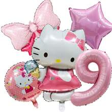 Bộ bóng bay trang trí tiệc Sanrio, Bộ bóng bay số Hello Kitty màu hồng KT, Bộ bóng bay trang trí tiệc, Bộ bóng bay hình hoạt hình Hello Kitty dễ thương, Trang trí không gian bằng bóng bay, Bóng bay sinh nhật Hello Kitty, Bóng bay tiệc ngày lễ - Xem 2