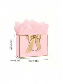 Gift Bag Set, Includes 1 Gift Bag, Ribbon, Handled Shopping Bag, Decorative Bow Tote Bag, Creative Wedding Gift Box, Holiday Small Gift Box, Suitable For Girls, Weddings, Parties, Christmas, Thanksgiving, New Year, Birthdays, Valentine's Day, Bridesmaids, Girlfriend Gatherings - Multicolor - View 12