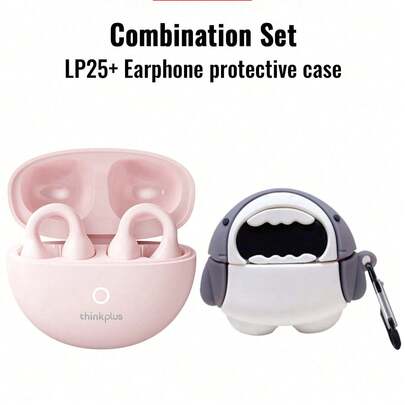  Lenovo LP25 Bluetooth Earphones With Protective Case, Bone Conduction Sports Earbuds With Bluetooth 5.4, Surround Sound, ENC Noise Cancellation, Low Latency, Long Battery Life, Smart Touch Control, Comfortable Fit Compatible With Apple & Android Devices