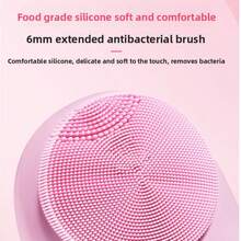 New Silicone Facial Cleansing Brush Electric Pore Cleaner Ultrasonic Face Massager For Deep Cleansing And Skin Rejuvenation With Soft Bristles And Waterproof Design Perfect For All Skin Types - Pink - View 6