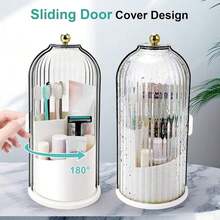 360 ° Rotating 3 Slots Toothbrush Holder With Sliding Lid, Dustproof Bathroom Countertop Organizer, Non-Slip Base Toothpaste & Makeup Brushes Storage Caddy, Space-Saving Vanity Counter Organizer For Bathroom Sink, Premium ABS Plastic Bathroom Organizer Caddy For Home, Dorm & Apartment, Multi-Use Countertop Storage Stand For Toothbrushes, Toothpaste Tubes, Cosmetic Brushes & Small Bathroom Accessories, Easy To Clean Sliding Lid Toothbrush Organizer, Stylish Bathroom Counter Storage Solution For Daily Use, Suitable For Family & Personal Use Bathroom Vanity Organizer - trắng - Xem 8