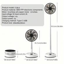 Outdoor Aluminum Alloy Foldable Fan, Portable Remote Control Quiet Timed Vertical Telescopic 7200mAh High Airflow Long Lasting Battery, Multifunctional Fan For Home & Camping - Other - View 3