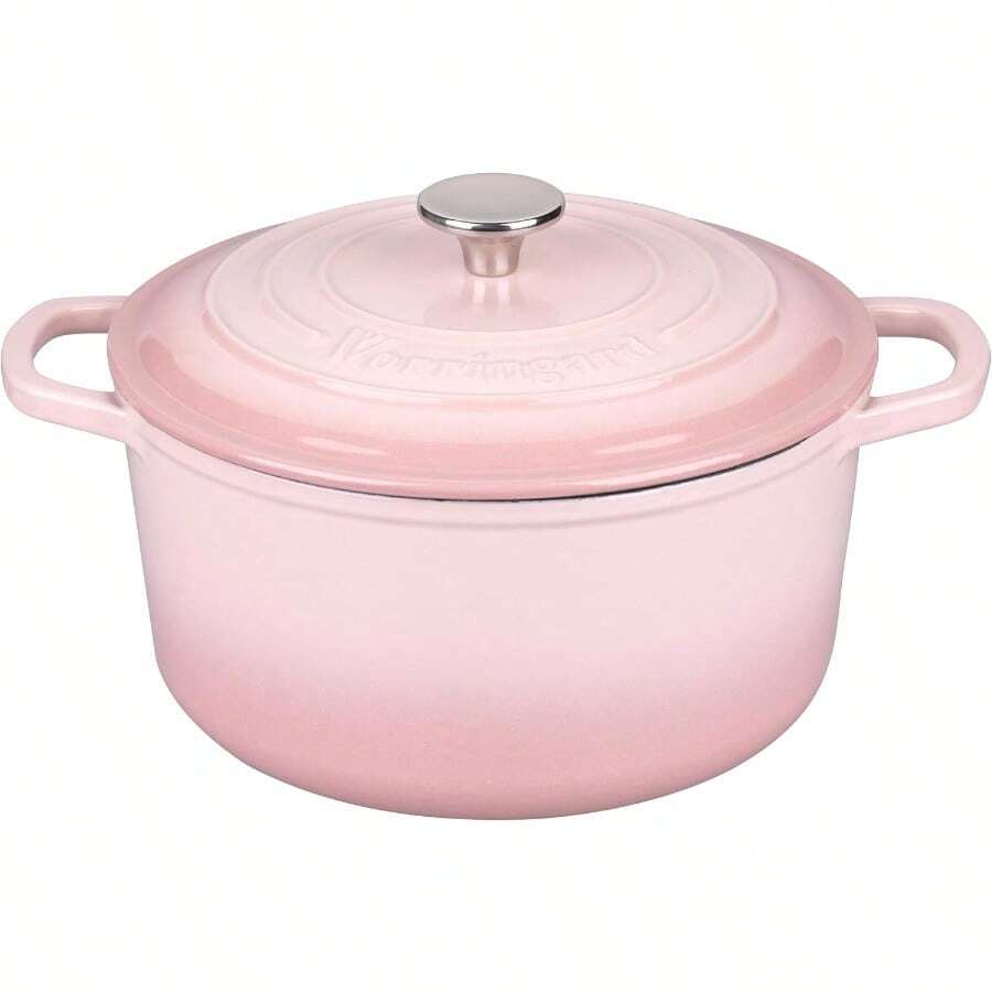 Enameled Cast Iron Dutch Oven Pot With Lid, For Sourdough Bread Baking, Round Dutch Ovens, 4.5 Quart, Pink - Pink - View 1