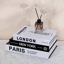 Set Of 3 Decorative Books In Large, Medium And Small Sizes, Paper-Made Faux Books, Stackable Ornaments, Fashionable Desktop Decor, Home Room Aesthetic Accessories - 3pcs - View 2