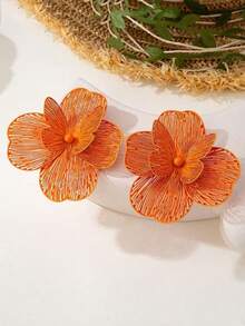 1 Pair Hollow Leaf & Partial Flower Geometric Design Fashion Earrings For Women - Earrings - View 5