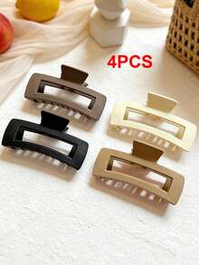 4个简约哑光方形发夹，多功能发爪，适合日常、外出、旅行、拍照等场合，优雅礼物之选 - 彩色 - 查看 8