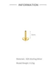1 pieza Postes y respaldos de aretes de 5mm/6mm/8mm, plata de ley 925 con respaldo plano para hacer joyas, hipoalergénico con respaldos de aretes en forma de corazón para hacer DIY - Dorado - Ver 8