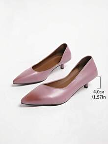 2025 New French Style Purple Pointed Toe Mid-Heel Pumps, Commuting Work Shoes For Women, Spring/Autumn,Kitten Heels - Purple - View 10
