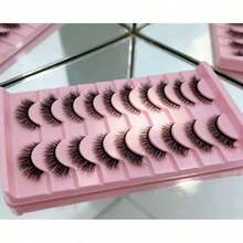 10 Pairs Half Corner Eyelashes Natural Look Cat Eye Faux Mink False Eyelashes, Fluffy Soft Long Half Lashes Suitable For Daily Use Strip Lashes, Lashes, Eyelashes, Fake Lashes - 黑色 - 查看 4
