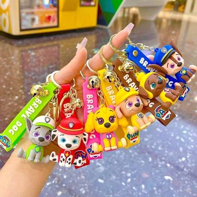  Paw Patrol Keychain - Soft PVC Squeeze Figurine Keychains Including Chase, Skye, Rocky, Rubble And Zuma, Hanging Decoration With Sturdy Ring, Suitable For Backpack, Car Keys And Daily Use, Perfect Birthday Party Favors And Collectibles For Paw Patrol Fans