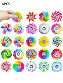 12/6/24pcs Set - Mixed Colors & Patterns, Plastic Stress Relief Toys, Suitable For Birthday Party Favors, Holiday Gifts (Random Assorted) - Multicolor - View 10