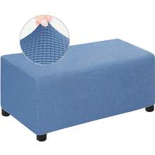 4 Sizes Jacquard Durable Customized Stretch Footrest Ottoman Cover Folding Storage Stool Furniture Protector Rectangle Slipcover - 灰褐色 - 查看 24