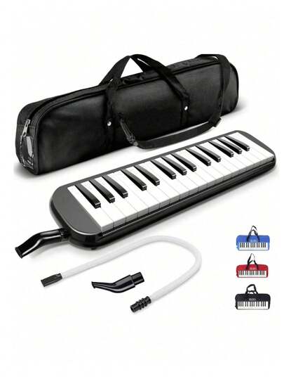 32-Key Accordion With Mouthpiece, Air Piano Keyboard Musical Instrument, Comes With Carrying Bag, Ideal For Gatherings, Picnics, Parties, Music Enthusiasts