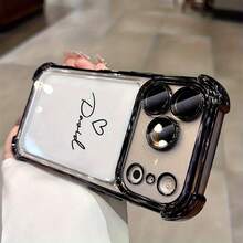 Funda para teléfono:Funda de lujo electroplateada antigolpes transparente con protector de lente de vidrio, personalizada con nombre, compatible coniphone 11/11 pro/11 pro max/12/12 pro/12 pro max/13/13 pro/13 pro max/14/14 pro/14 pro max/15/15 pro/15 pro max/16/16 pro/16 pro max/17/17 pro/17 pro max, acrílico con esquinas reforzadas, cubierta trasera transparente, regalo DIY para mujeres/hombres - Estilo (1 pieza) - Ver 5