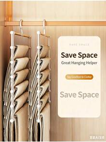 New Folding Pants Hanger, Multi-Functional Seamless Wardrobe Pants Rack, Clothes Storage Organizer - View 5