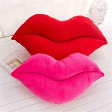 Lips Shaped Pillows Solid Color Cute Soft Fashion Plush Sofa Cushions Home Decoration - Hot Pink - View 2