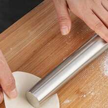 1/2 cây cán bột bằng thép không gỉ nhẹ, thích hợp cho việc làm bánh, có thể dùng để cán kẹo, bánh quy, bánh nướng, bánh bao, hoành thánh và bột làm bánh pizza, con lăn bột rỗng bằng thép không gỉ nhẹ. - Xem 9