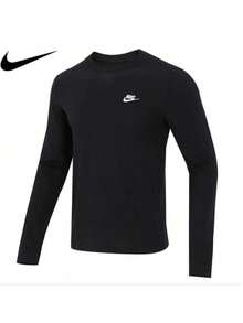 Nike Camiseta deportiva de manga larga, informal, holgada y con cuello redondo para hombre - Negro - Ver 1
