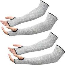 2 pares de protectores de manga resistentes a los cortes, universal para mano izquierda y derecha, hechos de polietileno, lavables a máquina, con orificio para el pulgar, color: gris, protegen la piel delgada de rasguños, adecuados para jardinería, cocina, recorte de jardín, limpieza, montaje, reparación, actividades al aire libre y protección diaria para los brazos - XYCHFGKK45 - Ver 1