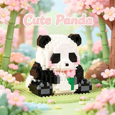 400+Pcs Cute Micro-Particle Building Block Panda Toy - National Style Panda Decor, Healing Desktop Decoration Gift, Birthday/Holiday Present
