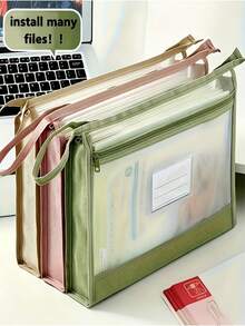 A4 Double Layer Zipper File Folder - With Transparent Front Panel For Easy Identification, And Secure Zipper Closure. Ideal For Office And School Use; Can Hold A4 And Letter Size Documents, Providing A Space-Saving Storage Solution. - Multicolor - View 7