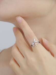 AMAXER 1pc Stainless Steel Butterfly & Dragonfly Design Ring, Minimalist Fashion Vacation Style Personalized Ring, Daily Wear Birthday Gift Jewelry - animal - View 8
