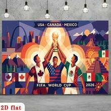 Decoración de la Copa del Mundo, plana 2D, 1 pieza plana 2D - Colgante de pared de la Copa del Mundo 2026 en tamaño súper grande, pancarta de fiesta, decoración de fondo para fiestas, accesorios de fiesta, decoración de pared para temas generales, decoración de festival de múltiples propósitos, jardín, patio y fiestas, decoración de pared de la Copa del Mundo, decoración del hogar, colgante de pared para la sala de estar, colgante de pared para el dormitorio, decoración de pared para la oficina. - z1 - Ver 4
