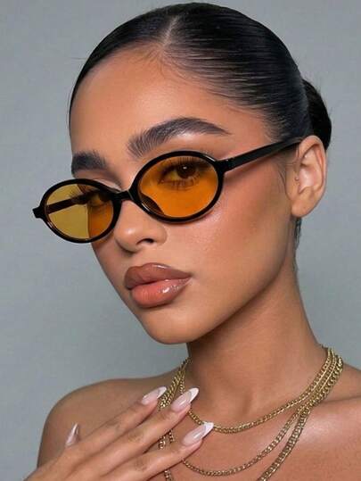 1 Pair Women's Leopard Print Oval PC Frame Vintage Street Style Runway Fashion Small Frame Glasses