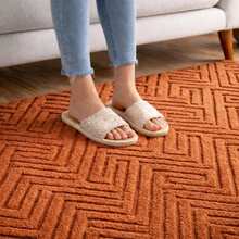 Tokyo Non-Slip Rug With High Relief Geometric Pattern For Living Room/Bedroom, 1.40m X 2.00m Or 2.00m X 2.40m - Đất nung - Xem 4