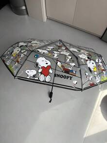 SNOOPY 1 pieza Paraguas transparente plegable, paraguas de señora con lindo diseño de dibujos animados, paraguas portátil y ligero para uso diario - Multicolor - Ver 5