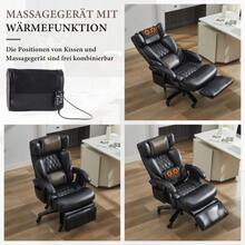 001-XXL Ergonomic Office Chair, Administrative Chair With Massage And Heating Function, PU Leather, With Footrest, 360° Rotation, Adjustable Backrest, Maximum Capacity Of 150 Kg, Suitable For Office And Home Office (Black) - Black - View 10