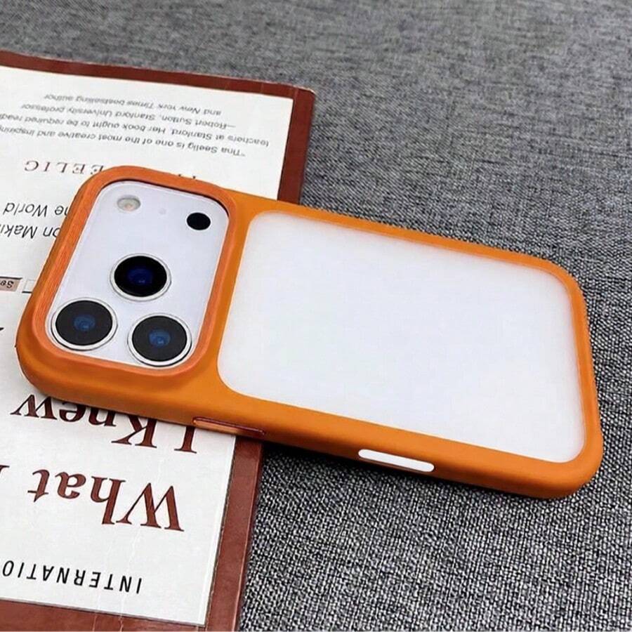 橙色边框透明手机壳，极简防摔全包保护壳，时尚设计，兼容苹果 17、17 Pro、17 Pro Max、16、16 Pro、16 Plus、16 Pro Max、15 Pro、15 Pro Max。 - 橘色 - 查看 1