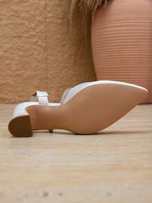 Giày cao gót mũi nhọn đính pha lê Pháp, sandal satin đính đá, đa năng cho đám cưới, đi làm và mặc hàng ngày. - trắng - Xem 9