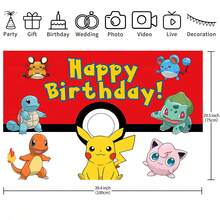 Đồ dùng trang trí tiệc sinh nhật Pokemon có bản quyền, Vải phông nền trang trí màu đỏ trắng vàng vui nhộn, Phông nền chụp ảnh hoạt hình Anime, Áp phích, Phụ kiện chụp ảnh, Vải phông nền trang trí tiệc sinh nhật hoàn hảo, Biểu ngữ, Phông nền chụp ảnh, Trang trí tiệc sinh nhật, Kích thước: 82.7*59.1/59.1*39.4/39.4*29.5 inch - Nhiều màu - Xem 13