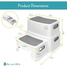 Toddler Step Stool For Bathroom Sink 2 Step Non-Slip Plastic Stool With Handle For Toilet Potty Training, Kitchen Counter (White-Pink) - White-grey - View 5