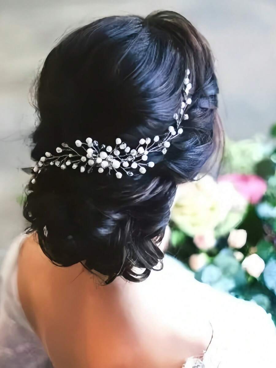 1pc Elegant Crystal Bridal Hair Comb, Minimalist Sparkling Wedding Hair Accessory For Bride,Summer,Beach,Festival,Party - White - View 1