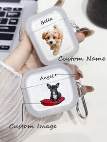 1 Ốp tai nghe tùy chỉnh, in chân dung và tên cá nhân, ốp tai nghe TPU mềm mại, thời trang, unisex, tương thích với tai nghe Apple 1/2/3/4/Pro/Pro2, ốp tai nghe trong suốt tối giản thời trang, quà tặng lễ hội - Nhiều màu - Xem 1