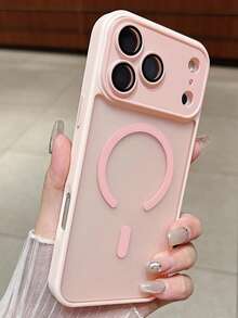 1 chiếc ốp lưng điện thoại cao cấp tối giản, trong mờ, cảm ứng mềm mại, phù hợp với 17 Air 16 15 14 13 12 11 Pro Max Plus, mặt lưng TPU mềm mại. - Hồng - Xem 2