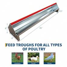 Heavy Duty Galvanized Steel Poultry Feeder Trough – 114cm Large Capacity, Rotating Crossbar & Drainage Holes, Rustproof & Weatherproof, Easy To Clean & Assemble – Appropriate For Chickens, Ducks - Red Signal - View 8