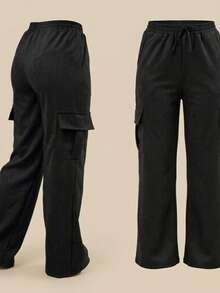 The Current Favorite: Super Stylish Youth Cargo Pants! - Black - View 2