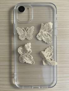5pcs Washable Butterfly Embroidered Fabric, Lace Flower 3D Embroidery Trims, Suitable For Clothing Accessories, Decorations, Handmade DIY - White - View 2