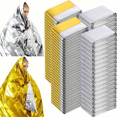 5 tấm chăn giữ nhiệt bền bỉ | 62,99x82,68 inch - Nhẹ, di động, tiết kiệm không gian | Lớp cách nhiệt bằng lá nhôm chất lượng cao, thích hợp cho thời tiết cực lạnh, leo núi, cắm trại và du lịch - Thiết bị an toàn thiết yếu ngoài trời