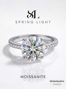 1 chiếc nhẫn kim cương và moissanite bốn chấu tối giản 1.0 carat, bạc sterling 925, sang trọng tinh tế, lý tưởng cho quà tặng đính hôn, cưới, sinh nhật hoặc kỷ niệm cho bạn thân. - Nhẫn Moissanite bốn chấu - 1ct - Xem 1