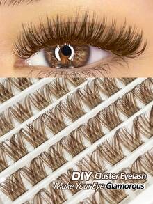Rikuaild 100/120 cặp mi giả D Curl màu nâu, mi giả dày, mềm mại, màu nâu tự nhiên, mi giả trang điểm mềm mại, tự làm mi giả tại nhà. - D - Xem 10