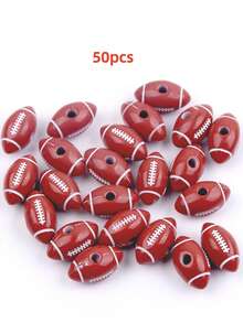 50pcs World Cup Sports Series Football, Rugby, Basketball, Volleyball Acrylic Shoe Decoration Beads - Multicolor - View 14