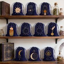 10 Pcs "5.1x7in" Hamsa Hand Velvet Jewelry Pouch Gift Bags, Fatima Hand Evil Eye Velvet Drawstring Oracle Tarot Card Rune Bags Dice Bag (Royal Blue) - View 5