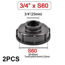 Durable Ibc Tank Fittings S60X6 Coarse Threaded Cap 60mm Female Thread To 1/2 ", 3/4", 1 "Adapter Connector - View 9