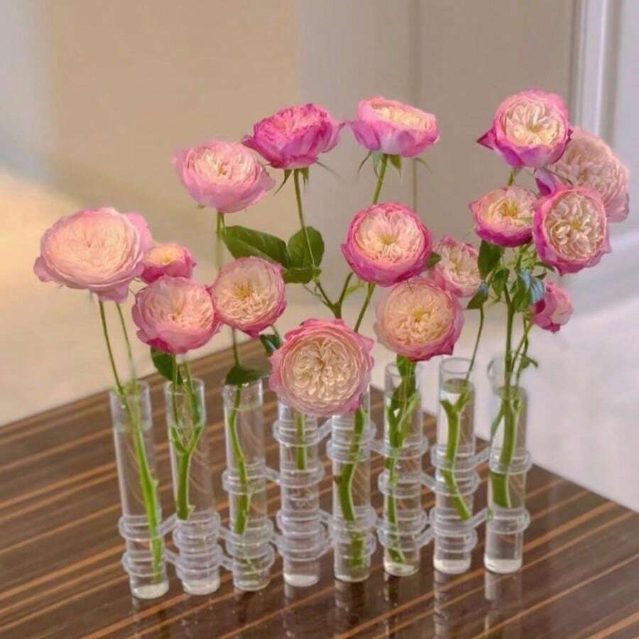 8pcs/Set Transparent Hydroponic Flower Stand In Test-Tube Vases Ins Style High Value Simple Ornaments Flowers Flower Combination Used For Home Decor - A - View 1
